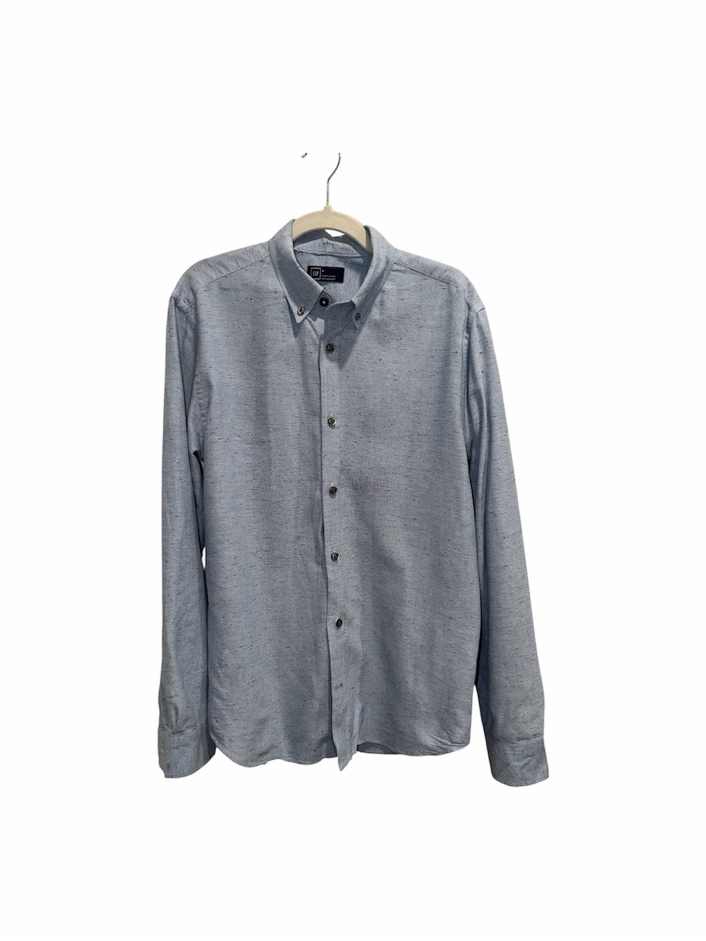 GAP Men’s Modern Oxford Button-Down Shirt Blue Nep Basketweave